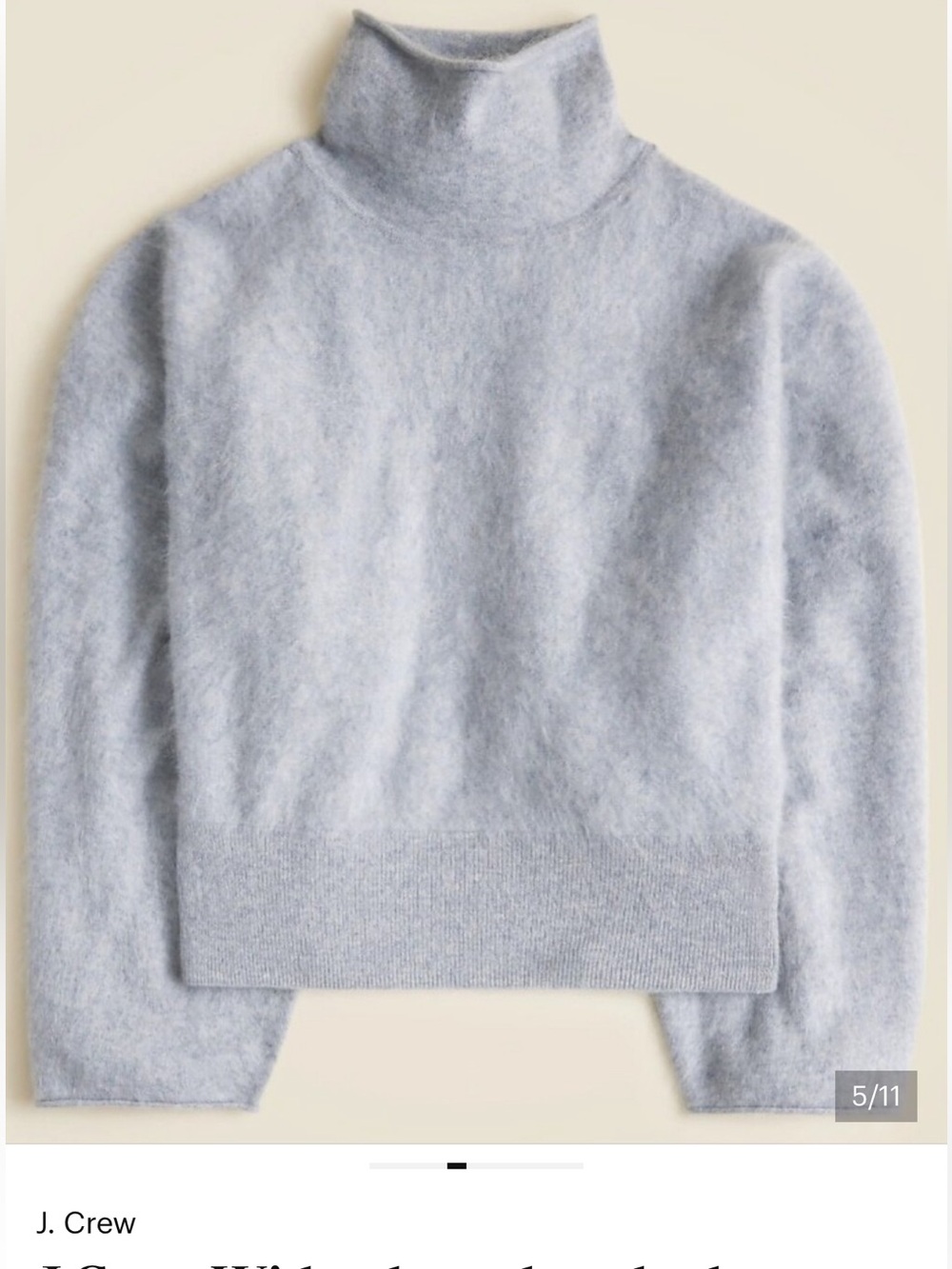 J. Crew brushed cashmere turtleneck sweater.